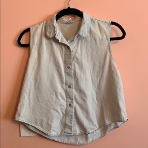 RELIST American Apparel Denim Collared Crop Top